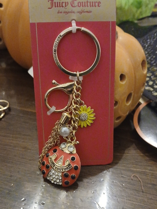 Juicy Couture Accessories - Juicy Couture Gold-Tone Keychain with Red Ladybug & Yellow Sunflower Charms